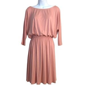 Rachel Pally Peach Pink Fit & Flare Tunic Dress Small Modest Solid Casual Basic